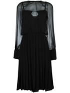 Zeus+dione Pleated Sheer Sleeves Dress, Women's, Size: 40, Black, Silk