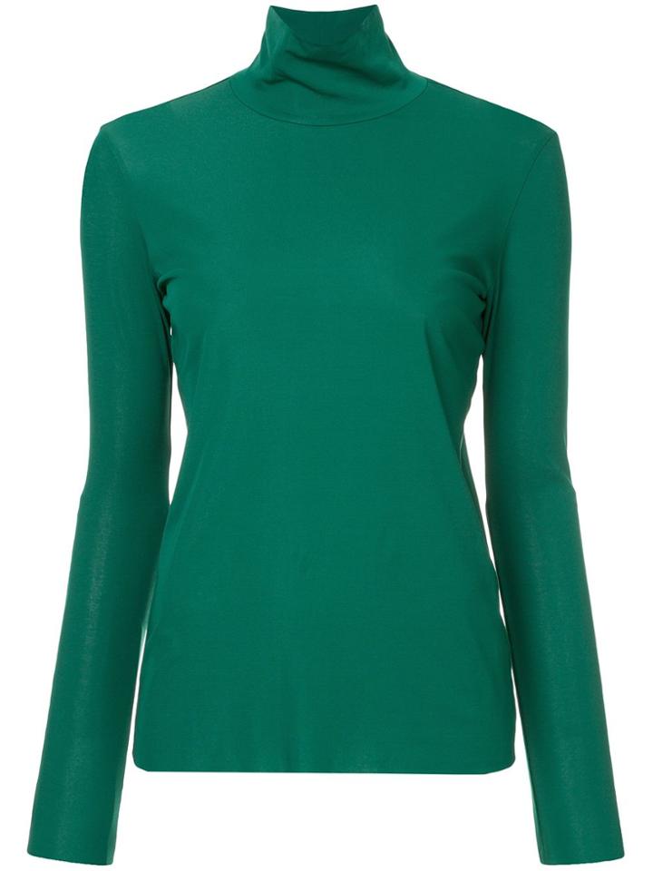 Le Ciel Bleu Turtleneck Plain Blouse - Green