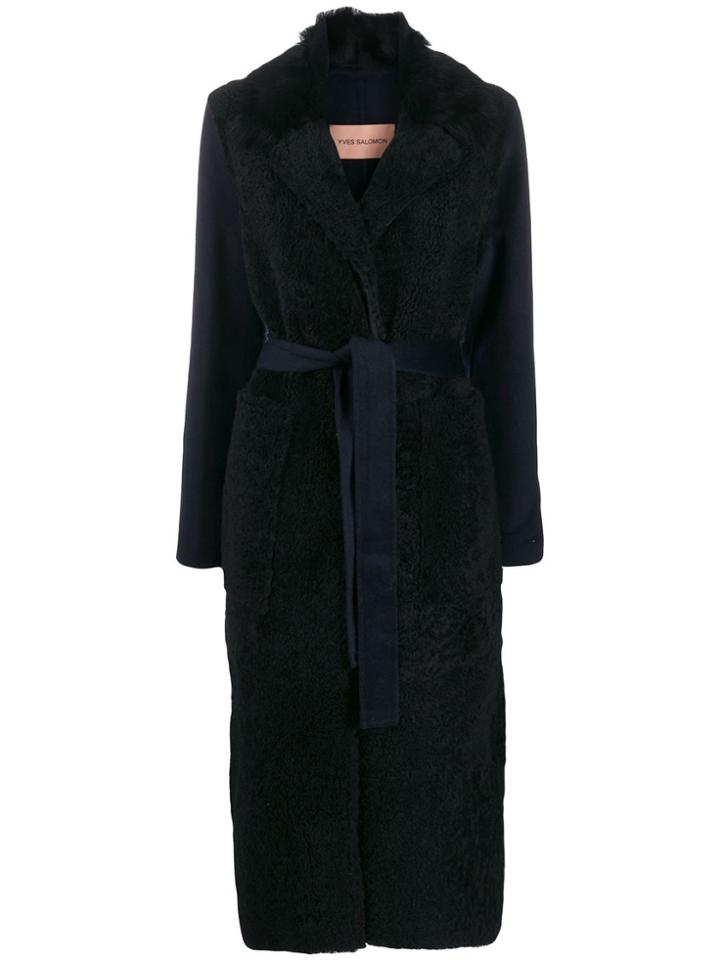 Yves Salomon Textured Trench Coat - Blue