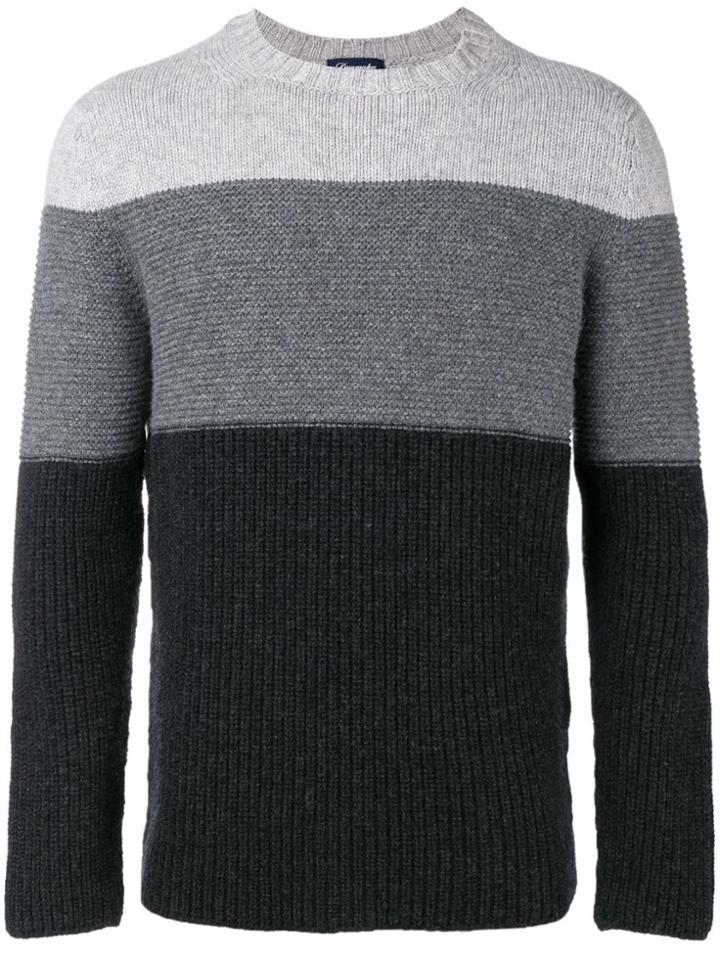 Drumohr Ribbed Crew Neck Jumper - Grey