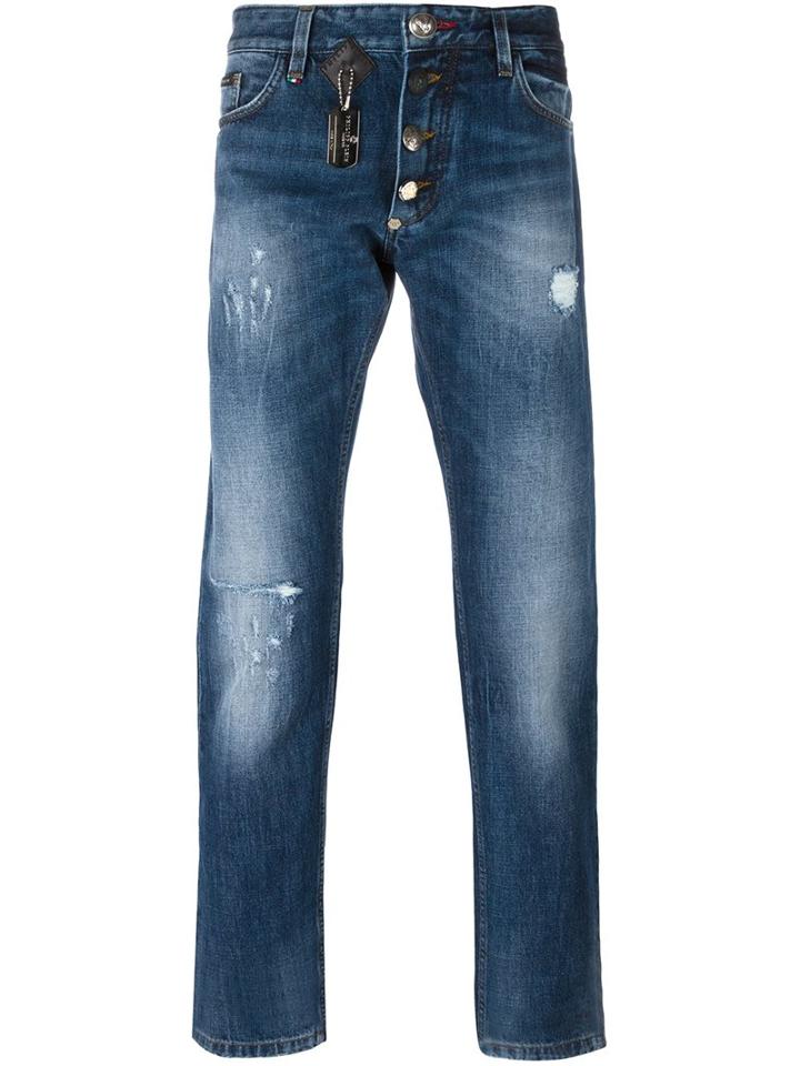 Philipp Plein Straight-leg Jeans, Men's, Size: 31, Blue, Cotton/polyester