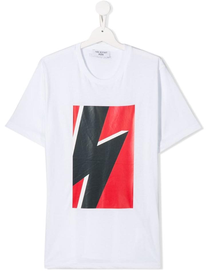 Neil Barrett Kids Lightning Logo T-shirt - White