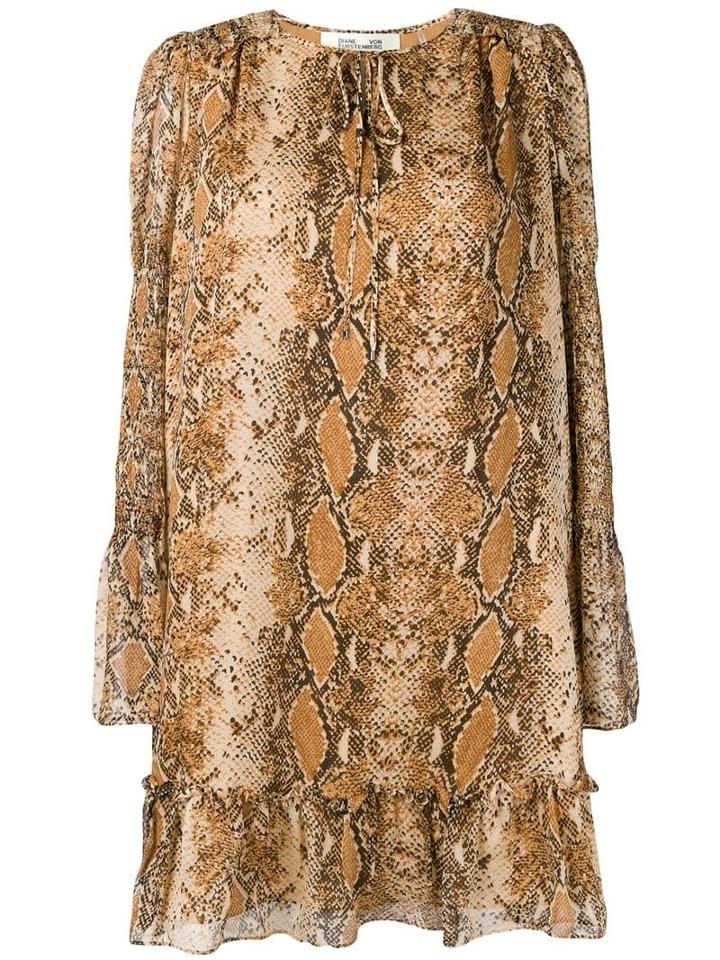 Diane Von Furstenberg Snakeskin Print Dress - Neutrals