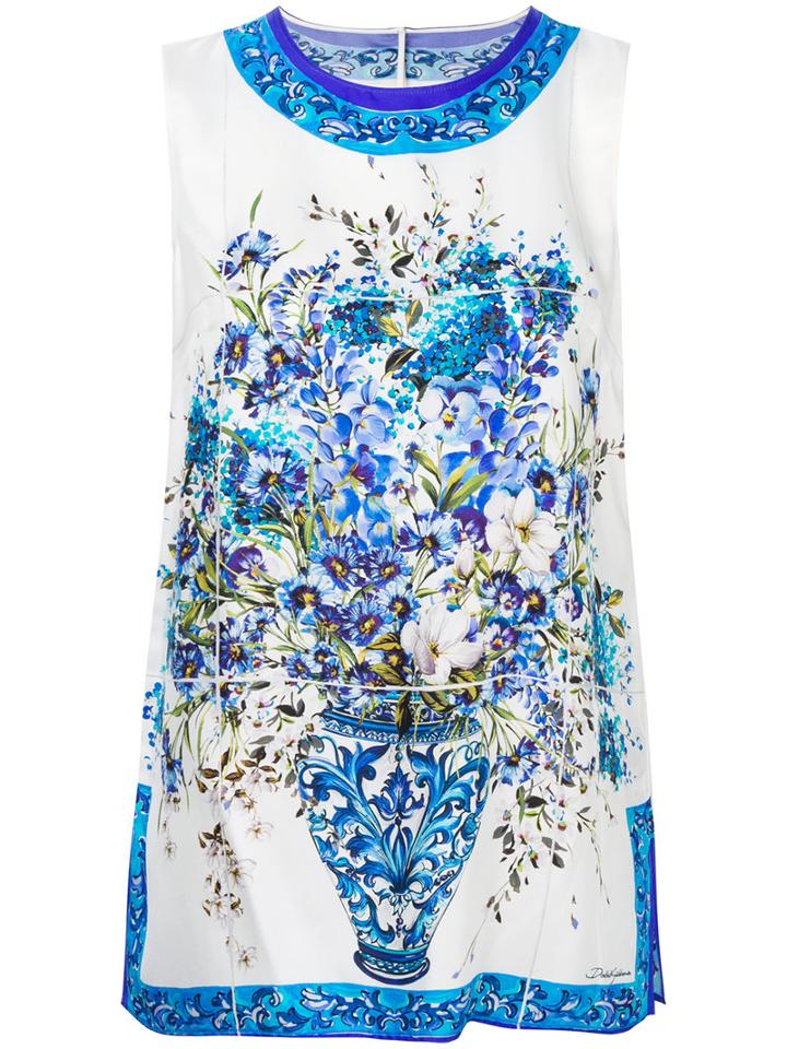 Dolce & Gabbana - Majolica Print Tank Top - Women - Silk - 42, White, Silk