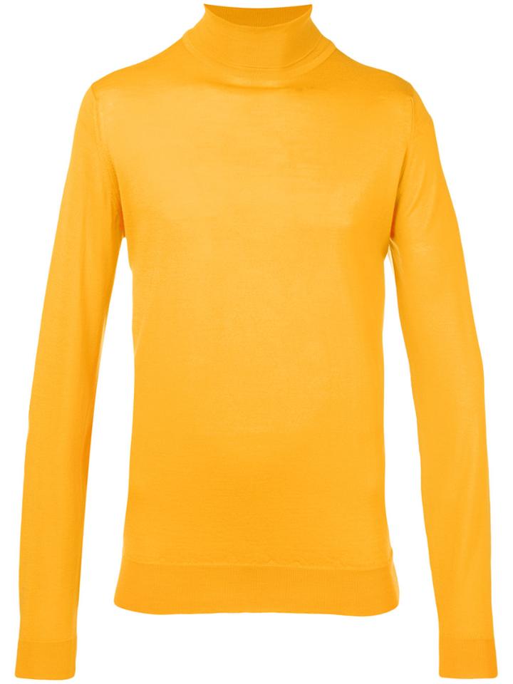 John Smedley Roll Neck Jumper - Yellow & Orange