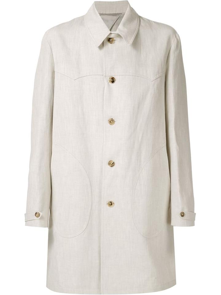 Maison Margiela Classic Trench Coat, Men's, Size: 54, White, Viscose/cotton/linen/flax
