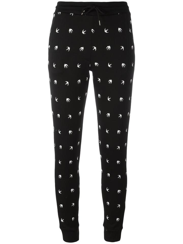 Mcq Alexander Mcqueen Swallow Print Trackpants, Women's, Size: Xs, Black, Polyamide/spandex/elastane