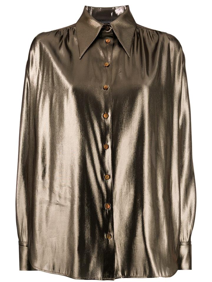 Alberta Ferretti Metallic Finish Shirt - Gold