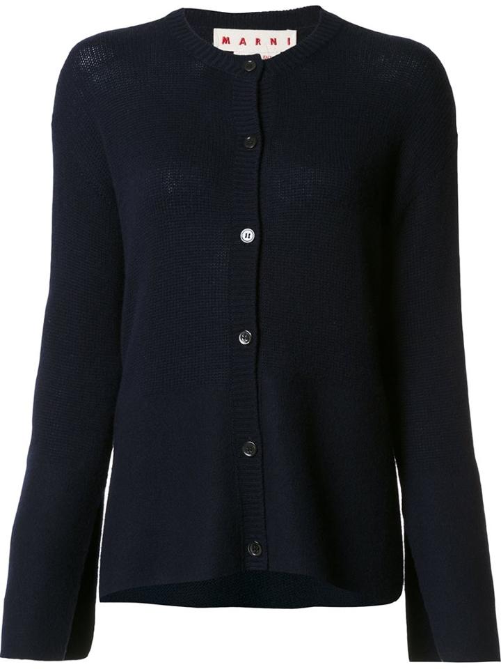 Marni Crew Neck Cardigan, Women's, Size: 40, Blue, Cashmere