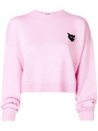 Miu Miu Cropped Cat Sweater - Pink