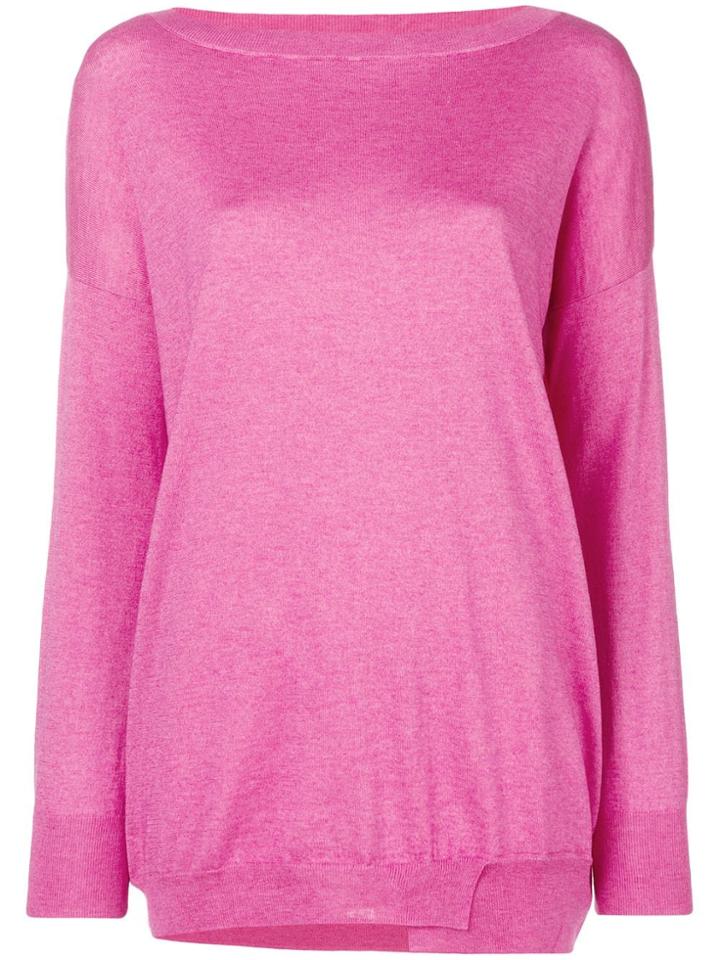 Snobby Sheep Oversized Boat Neck Sweater - Pink & Purple