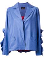 Elaidi Ruffled Sleeve Jacket, Women's, Size: 40, Blue, Polyester/spandex/elastane/wool