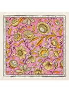 Gucci Silk Carré With Watercolor Flowers - Pink