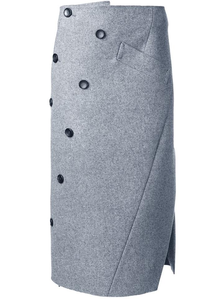 Irene 'twist' Wrap Skirt, Women's, Size: 36, Grey, Wool