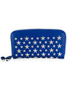 Jimmy Choo Metallic Star Zip Purse, Women's, Blue, Calf Leather/metal (other)