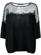 Roberto Cavalli Sheer Panel Flared Blouse, Women's, Size: 42, Black, Polyamide/polyester/viscose