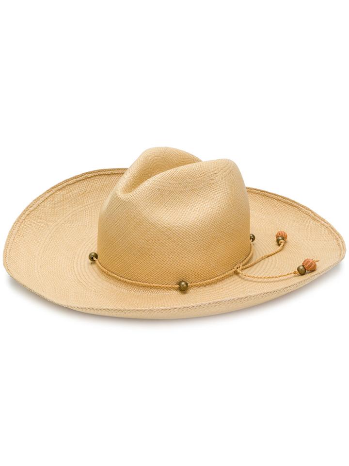 Sensi Studio Beaded Panama Hat - Nude & Neutrals