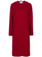 Thom Browne Bridal Button Overcoat In Pilot Cloth Melton - Red