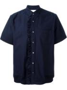 Sacai Frill Trim Shirt, Men's, Size: 3, Blue, Cotton/polyester