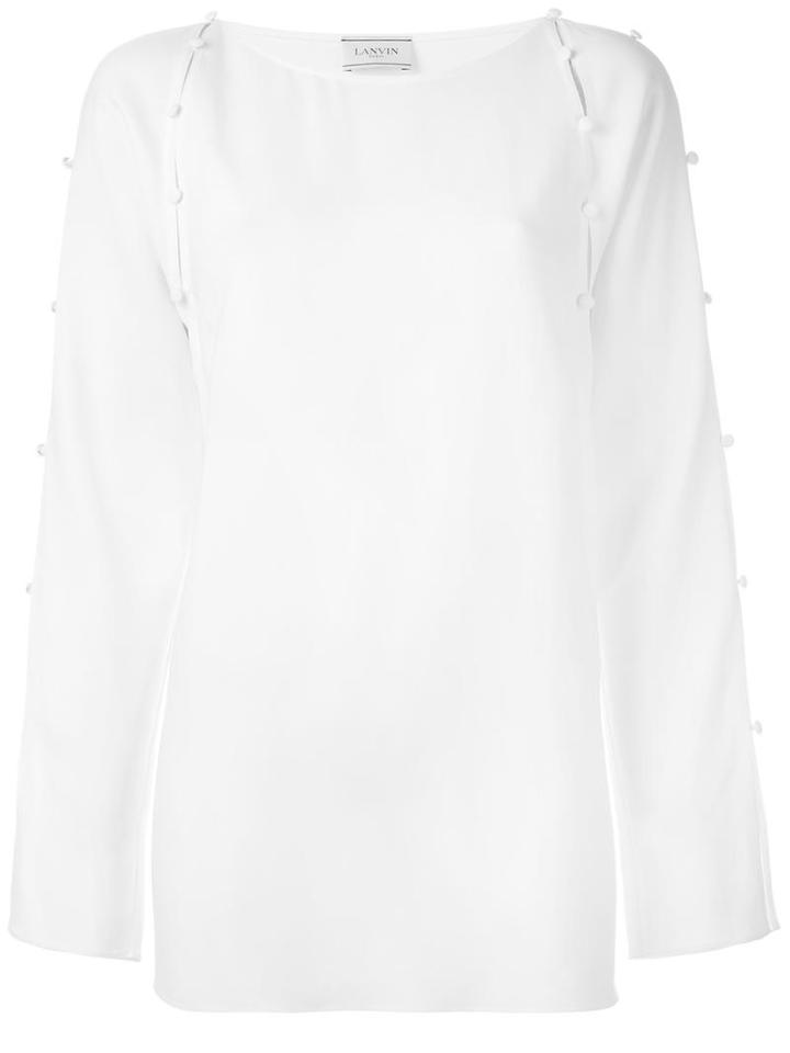 Lanvin Buttoned Shoulder Blouse, Women's, Size: 42, White, Spandex/elastane/viscose