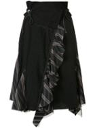 Sacai - Asymmetric Pleated Skirt - Women - Cotton - 4, Black, Cotton