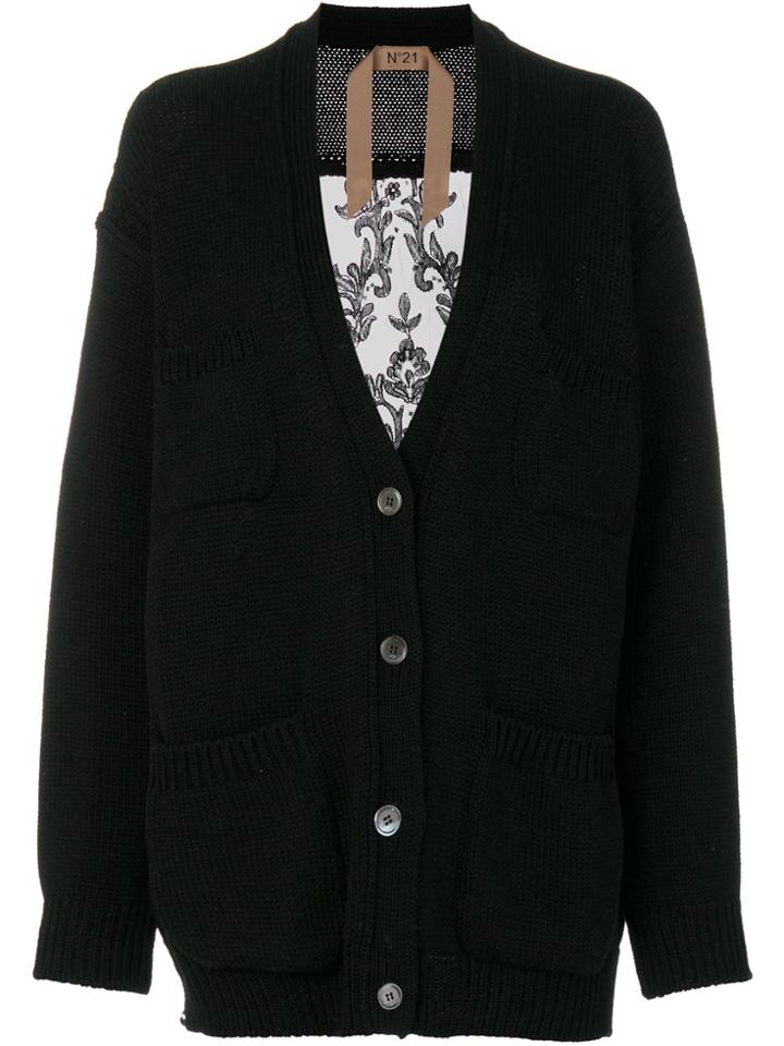 No21 Lace Back Cardigan - Black