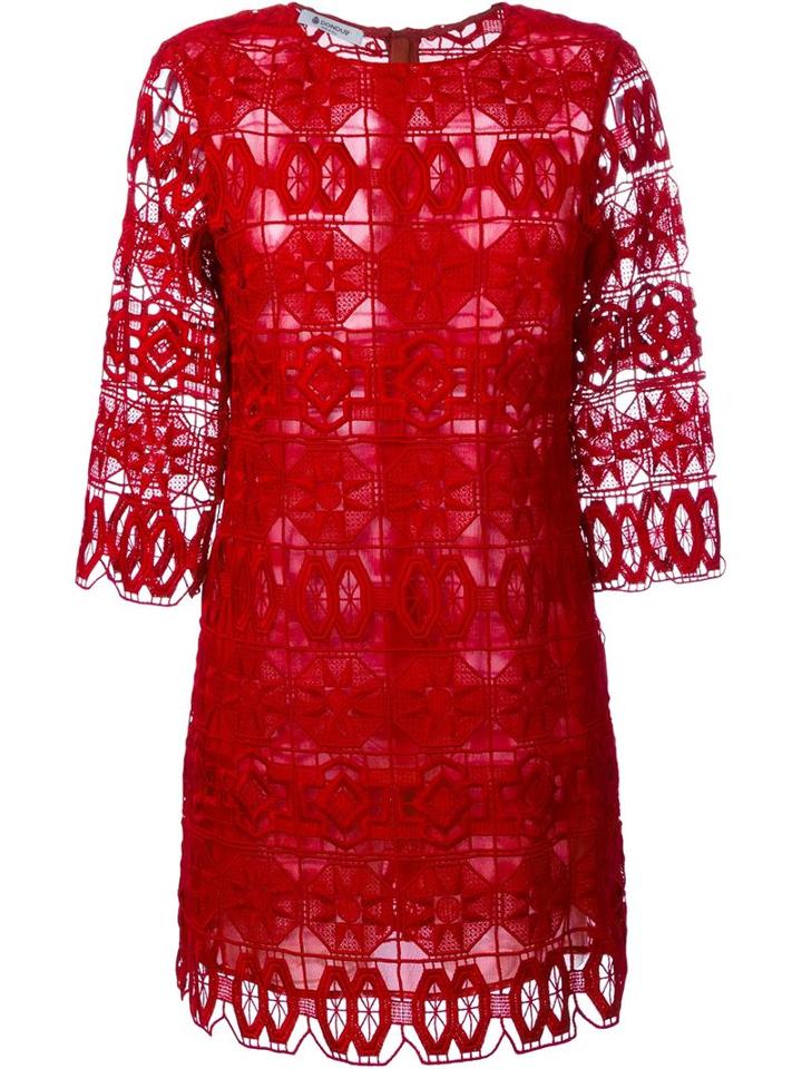 Dondup Embroidered Dress, Women's, Size: 40, Red, Polyamide/spandex/elastane/polyester/cotton