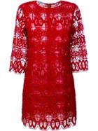 Dondup Embroidered Dress, Women's, Size: 40, Red, Polyamide/spandex/elastane/polyester/cotton