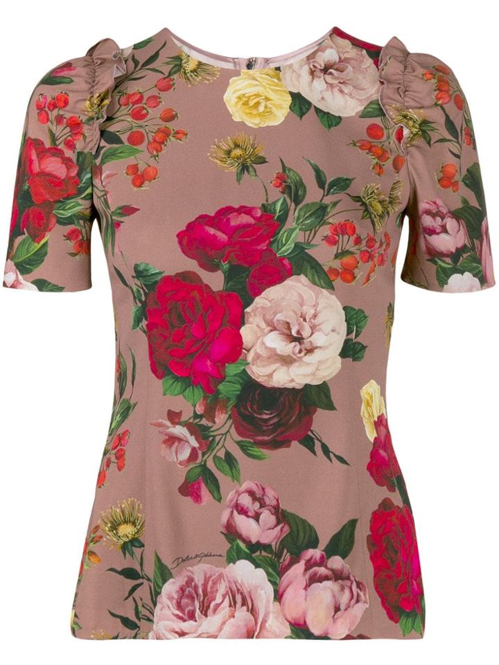 Dolce & Gabbana Rose Print Top - Pink