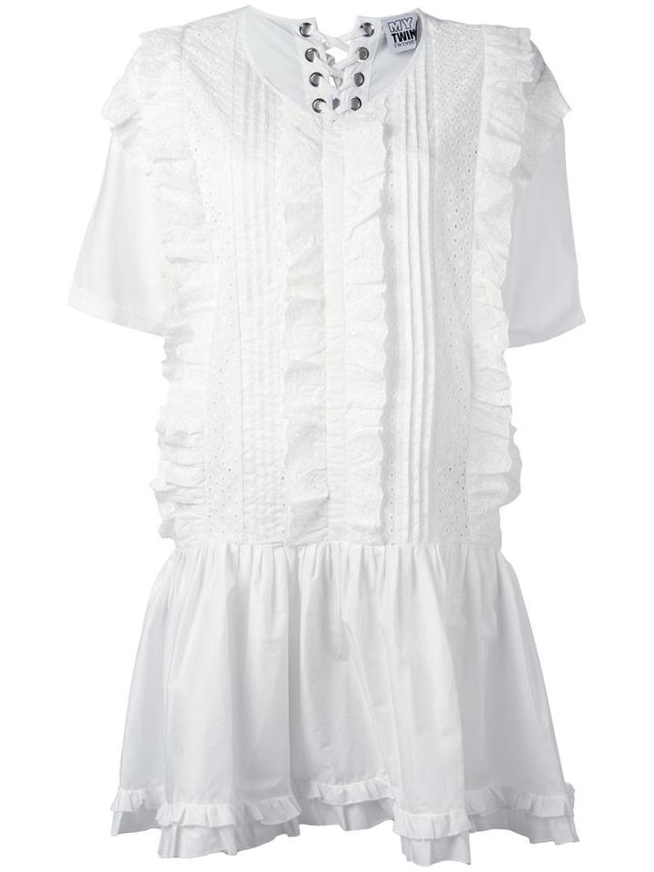 Twin-set Ruffled Dress, Women's, Size: Xxs, White, Cotton