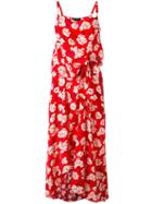 Rochas Floral Print Dress, Women's, Size: 44, Red, Silk