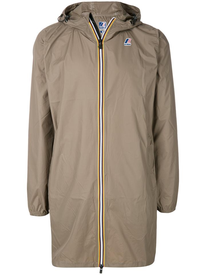 K-way Contrast Zip Parka - Brown