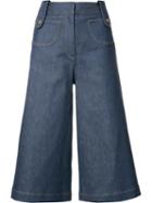 Derek Lam Buckle Detail Short Trousers, Women's, Size: 40, Blue, Cotton/polyurethane