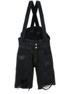 Faith Connexion Suspenders Ripped Shorts - Black