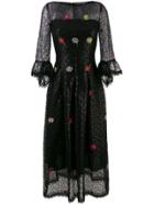 Talbot Runhof Embroidered Lace Flared Dress - Black