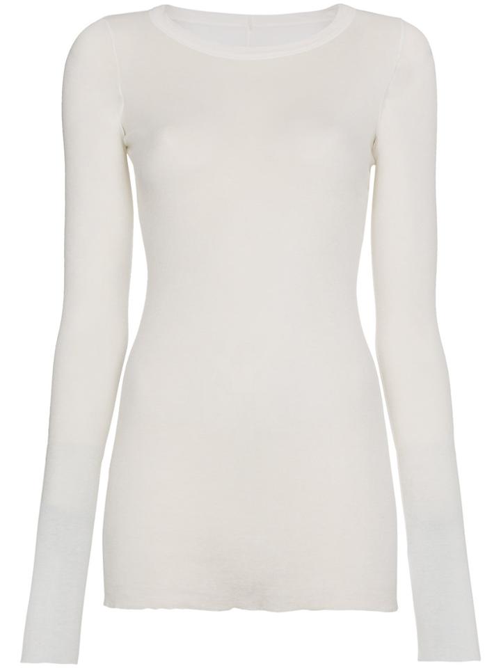 Rick Owens Long Sleeve Sheer Top - White