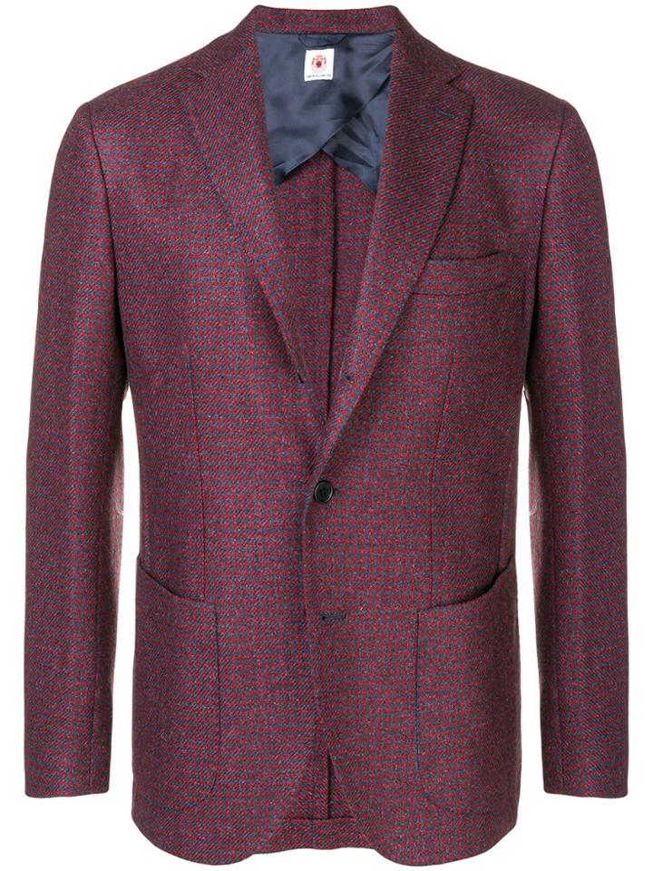Borrelli Houndstooth Blazer - Red