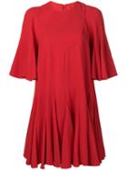 Valentino Pleated Mini Dress - Red