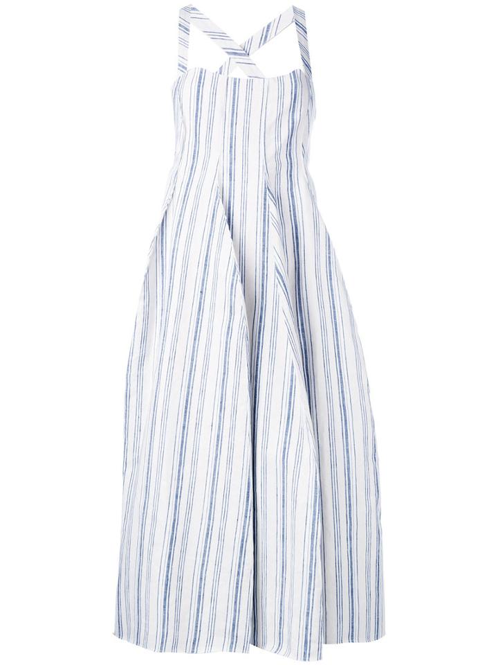 Stefano Mortari - Striped Dress - Women - Linen/flax - 42, White, Linen/flax