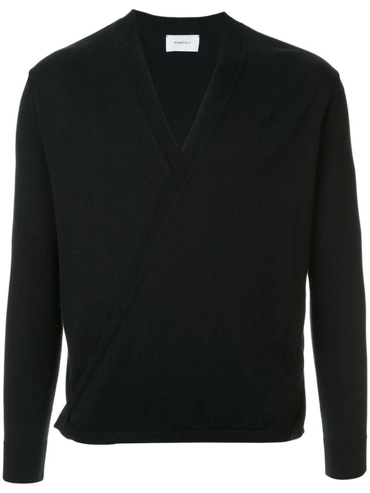 Ports V Wrap-effect Sweater - Blue