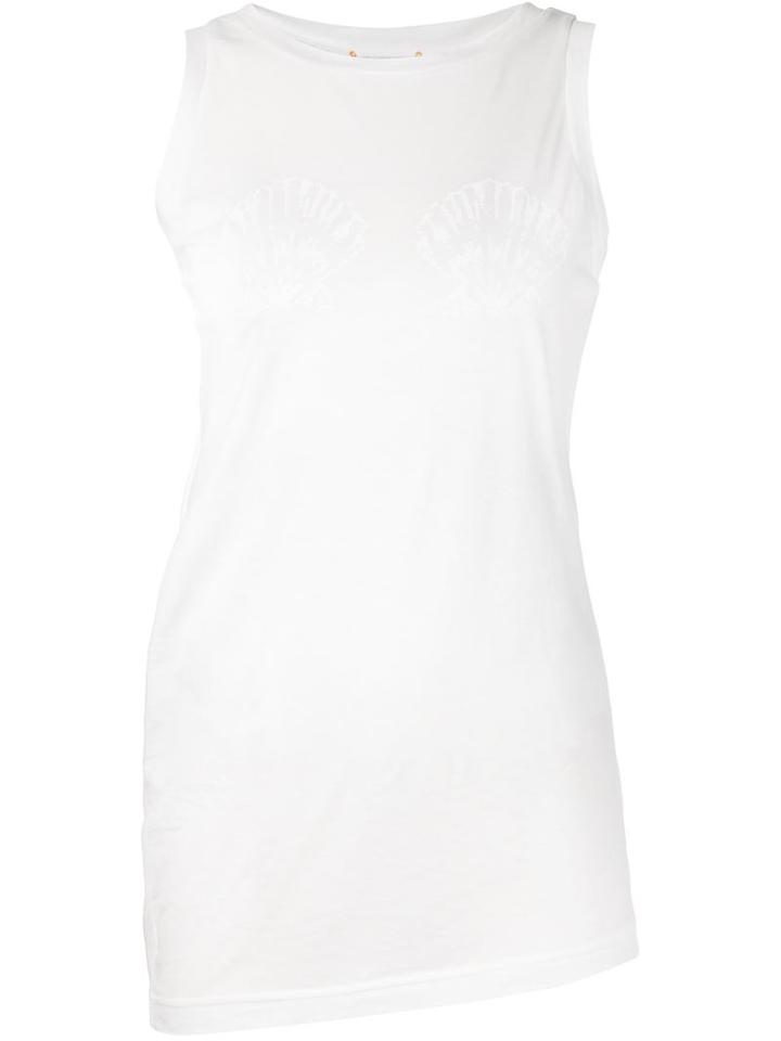 Muveil Asymmetric Shell Tank Top, Women's, Size: 38, White, Cotton/lyocell