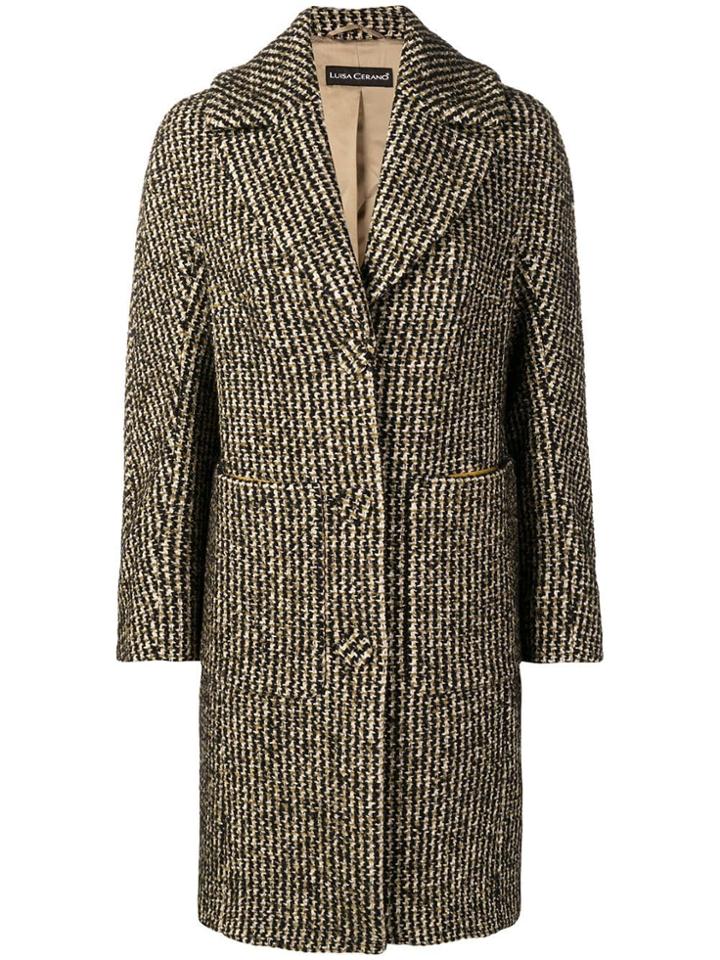 Luisa Cerano Houndstooth Pattern Knitted Coat - Yellow