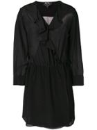 A.p.c. Ruffle Trim Mini Dress - Black