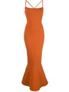 Solace London Verla Fluted Hem Maxi Dress - Orange