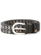 Diesel Eyelet Embellished Belt, Women's, Size: 90, Black, Leather/brass
