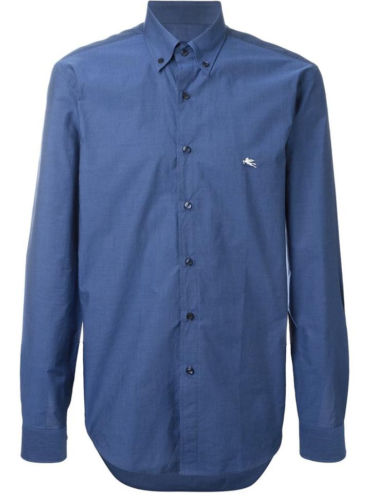 Etro Button Down Shirt, Men's, Size: 44, Blue, Cotton