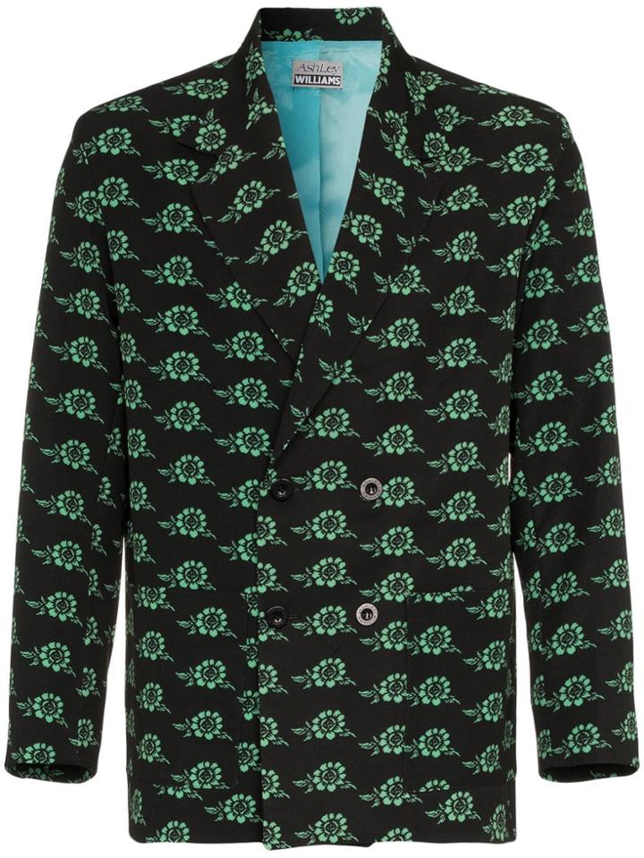 Ashley Williams Rose Print Executive Blazer - Black