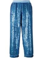 Ashish Sequin Embellished Pants, Women's, Size: Small, Blue, Cotton/polyester/sequin