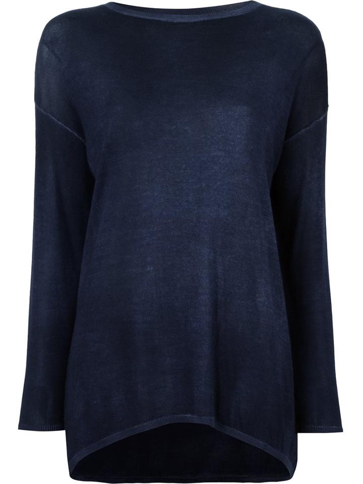 Avant Toi Boat Neck Knit Blouse, Women's, Size: Xs, Blue, Silk/cashmere