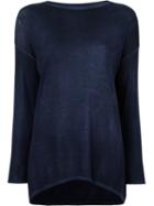 Avant Toi Boat Neck Knit Blouse, Women's, Size: Xs, Blue, Silk/cashmere